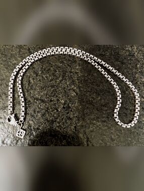 David Yurman Sterling Silver Box Chain 16" Long, 4mm Wide Necklace - Silver